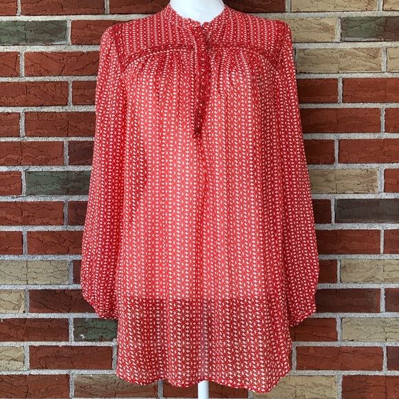 Lucky Brand Tops - 🌷 Lucky Brand Beaded Coral Sheer Blouse